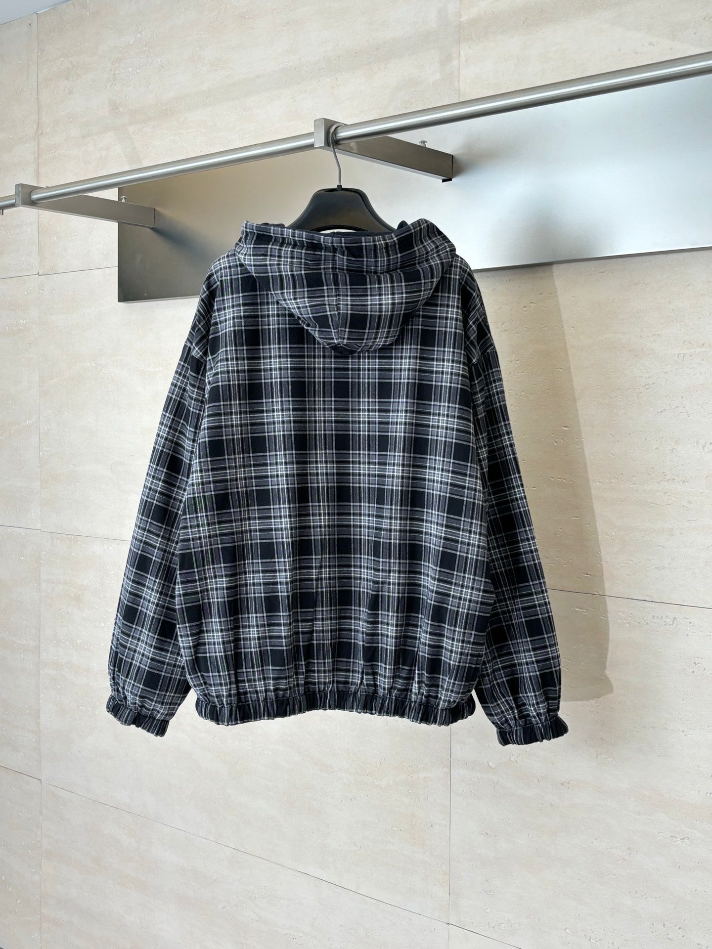 260701 High-quality new deconstructed check double-sided wearable hooded jacket