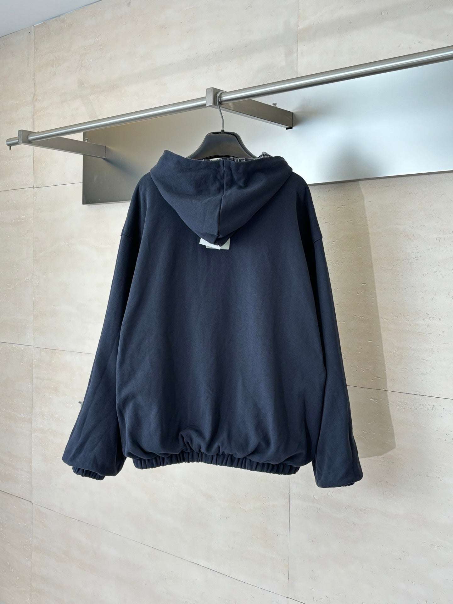 260701 High-quality new deconstructed check double-sided wearable hooded jacket