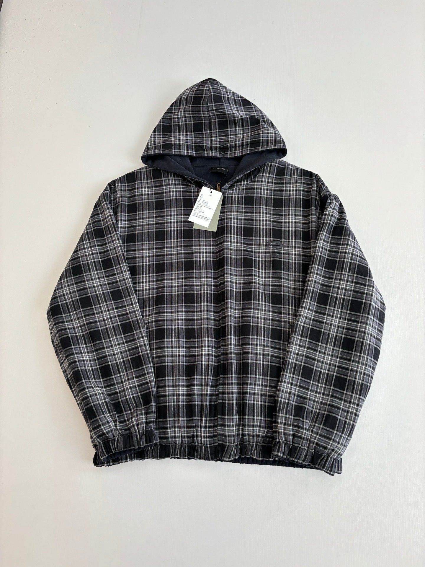 260701 High-quality new deconstructed check double-sided wearable hooded jacket