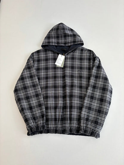 260701 High-quality new deconstructed check double-sided wearable hooded jacket