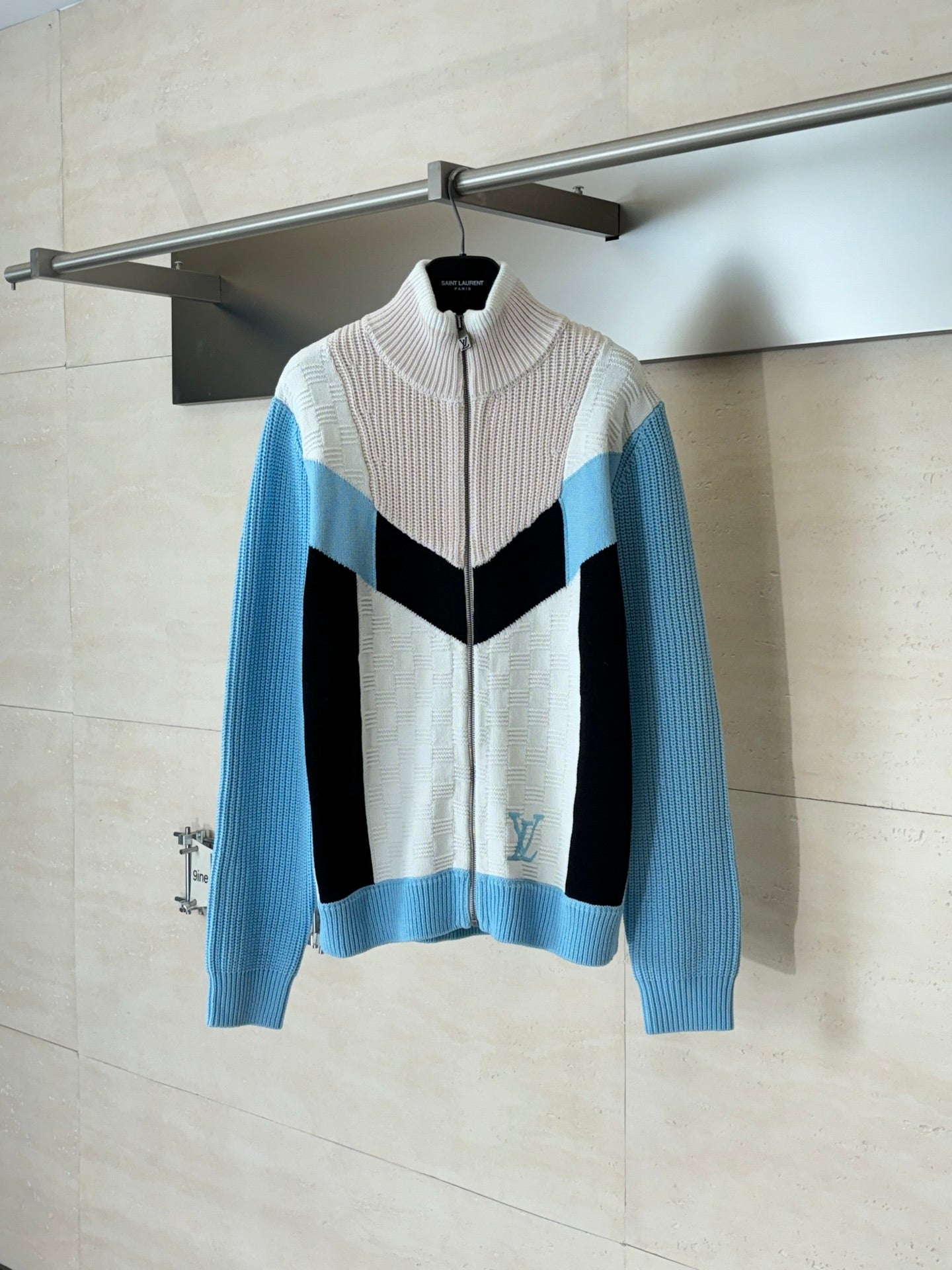 260701 High-quality new multi-color checkered jacquard knitted zipper coat
