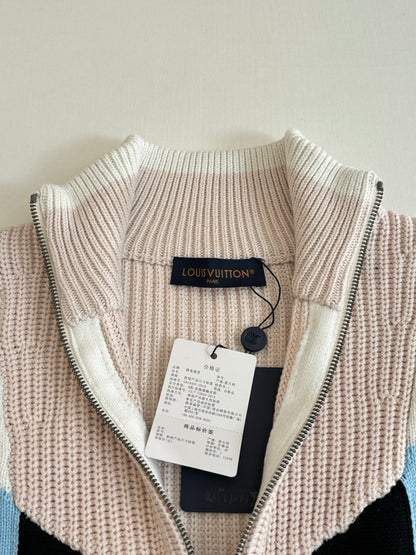 260701 High-quality new multi-color checkered jacquard knitted zipper coat