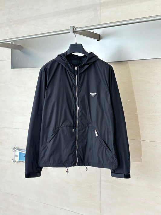 260701 High-quality new recycled nylon classic triangle logo zipper windbreaker coat