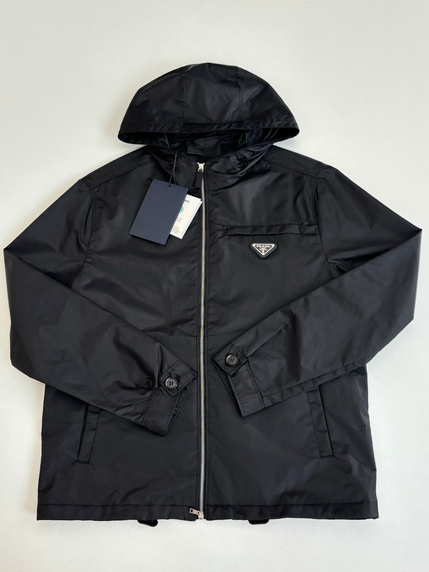 260701 High-quality new triangular logo woven long-sleeved hooded coat