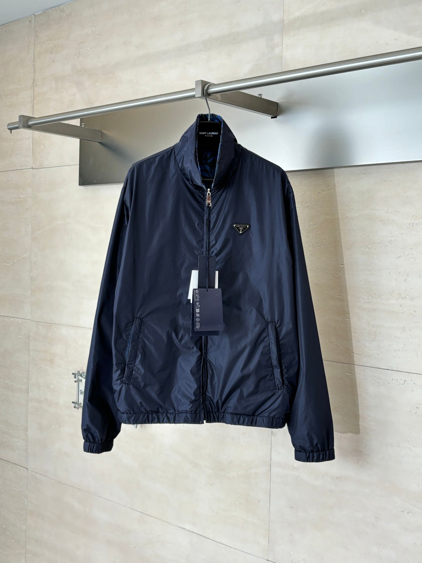260701 High-quality new double-breasted nylon floral-print button-down jacket with collar