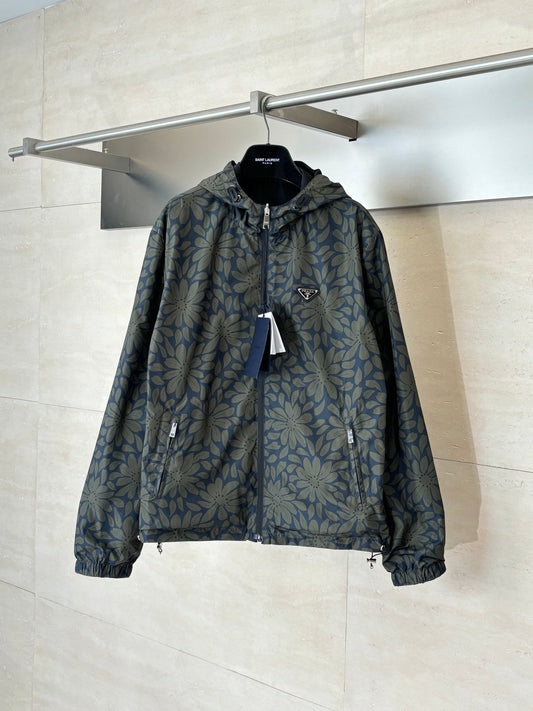 260701 High-quality new floral-print double-sided hooded windproof jacket with sleeves