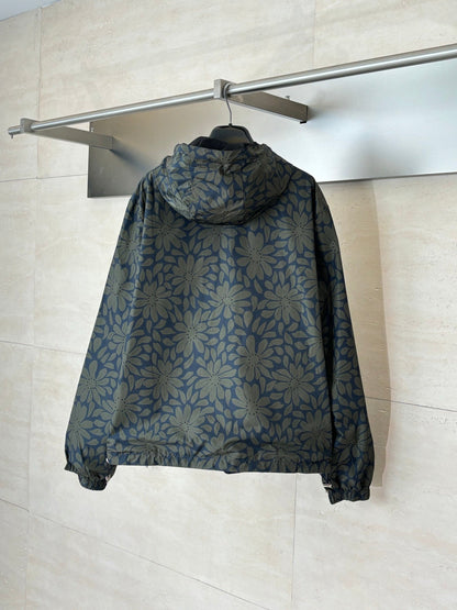 260701 High-quality new floral-print double-sided hooded windproof jacket with sleeves