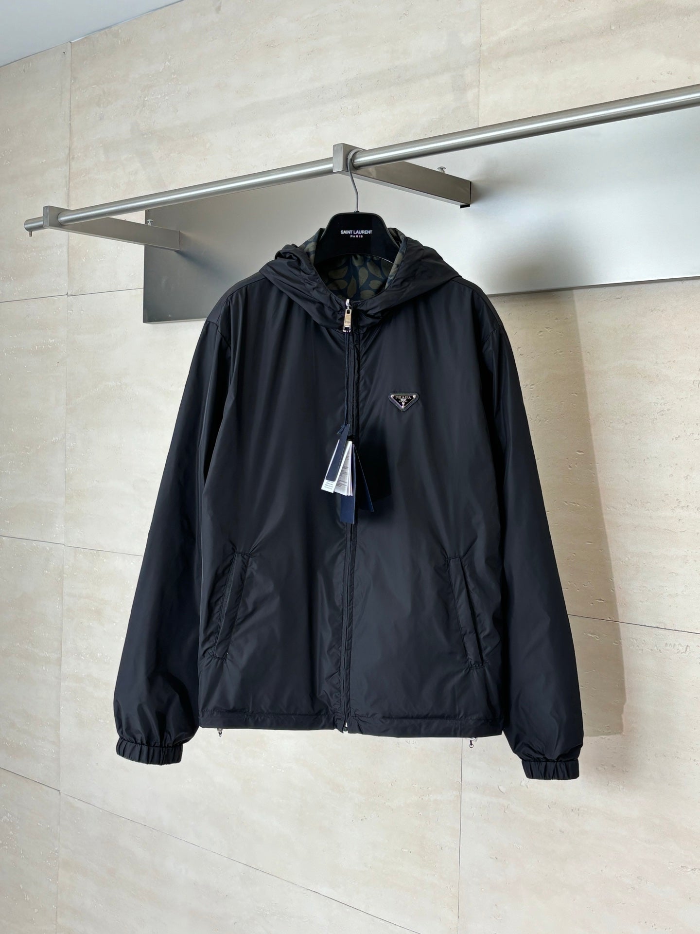 260701 High-quality new floral-print double-sided hooded windproof jacket with sleeves
