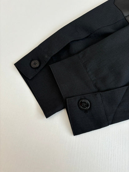 260701 High-quality new workwear leather patch lapel jacket coat