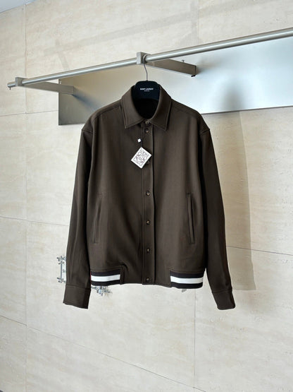 260701 High-quality new brown worsted wool long-sleeved button-down shirt coat