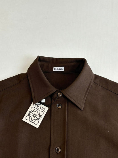 260701 High-quality new brown worsted wool long-sleeved button-down shirt coat