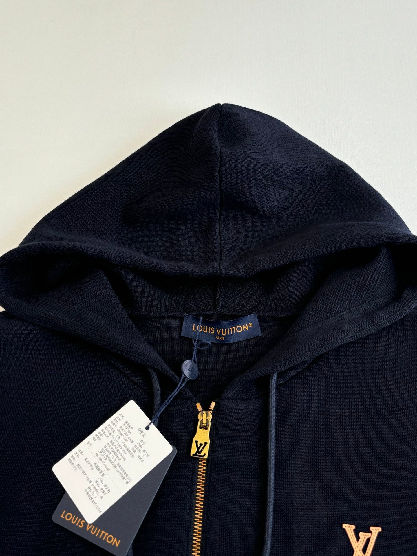 260701 High-quality new leather label embroidered hooded zipper knitted sweater coat