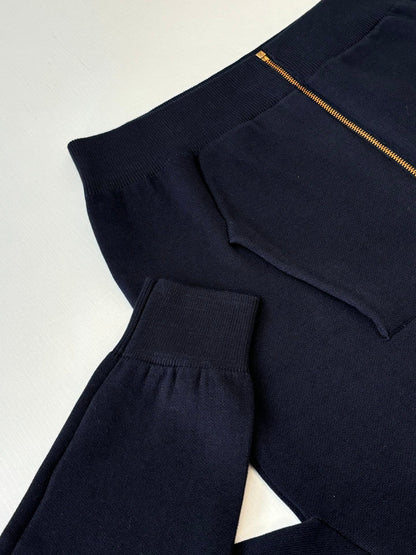 260701 High-quality new leather label embroidered hooded zipper knitted sweater coat