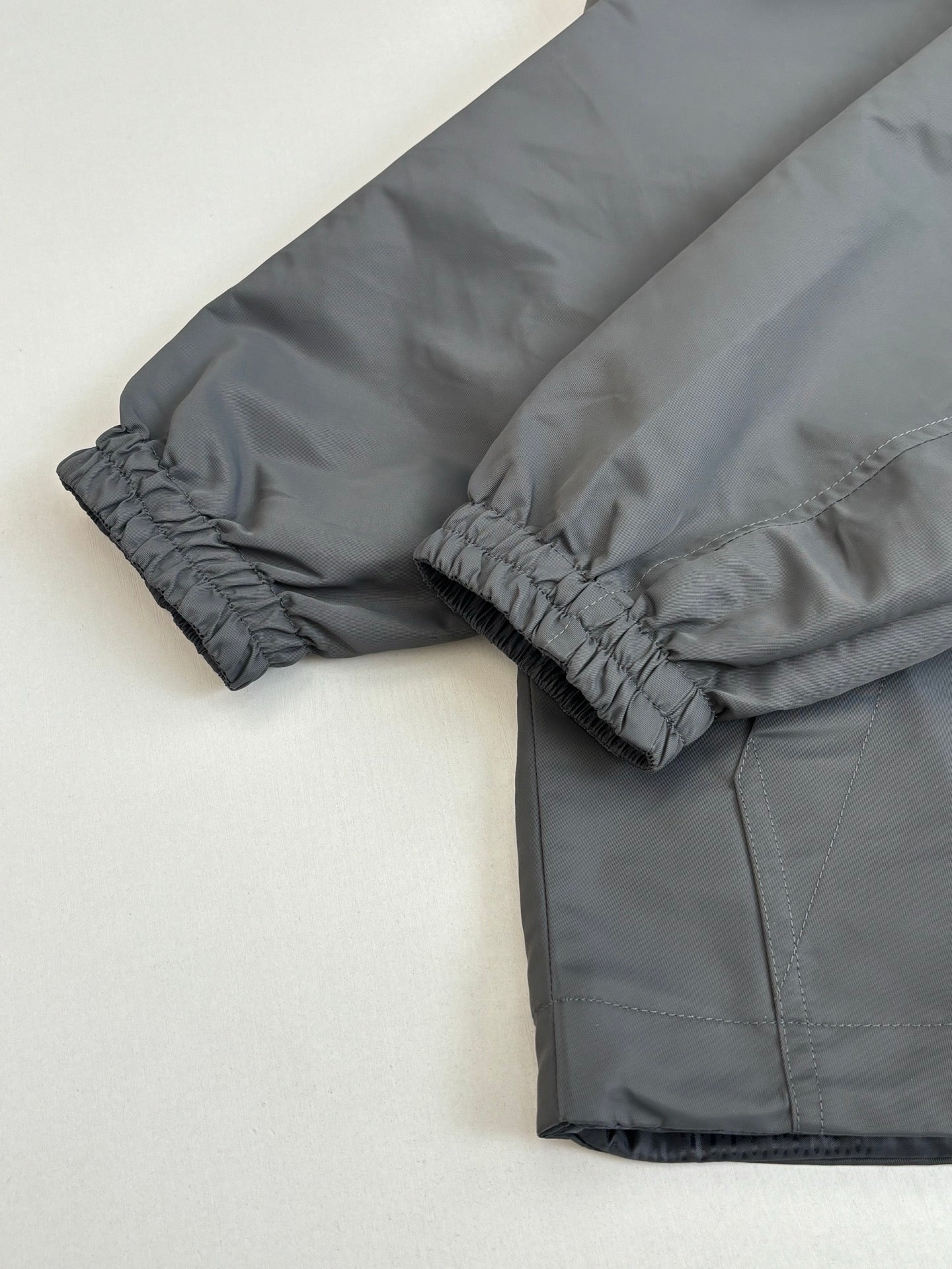 260701 High-quality new model cement gray double-sided windproof leather label checkered jacquard zipper jacket coat