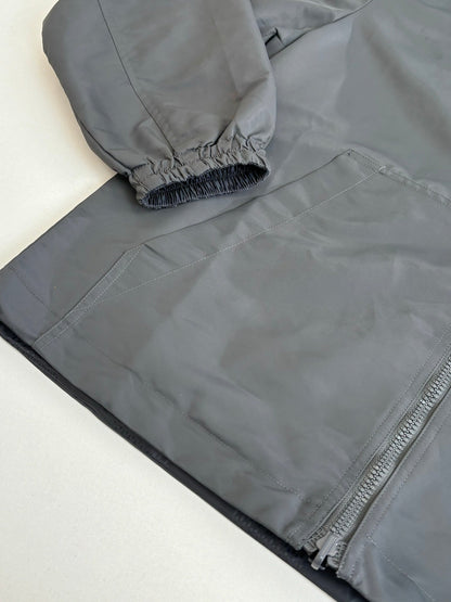 260701 High-quality new model cement gray double-sided windproof leather label checkered jacquard zipper jacket coat