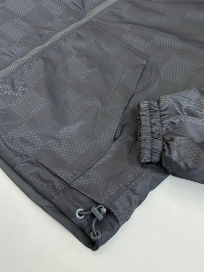 260701 High-quality new model cement gray double-sided windproof leather label checkered jacquard zipper jacket coat