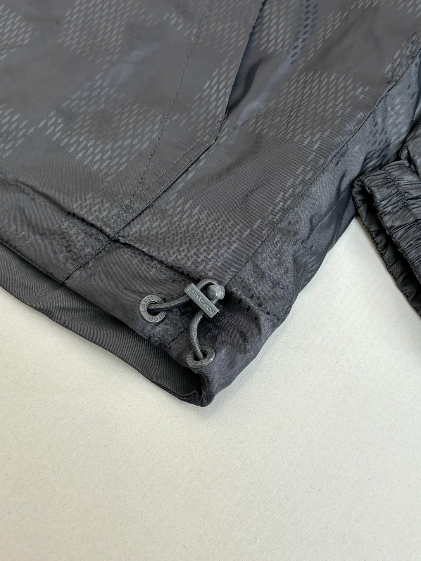 260701 High-quality new model cement gray double-sided windproof leather label checkered jacquard zipper jacket coat