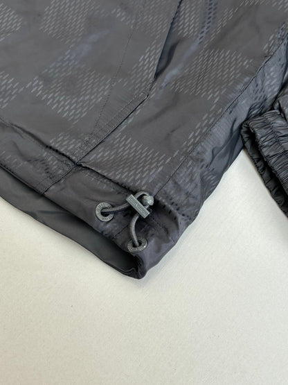 260701 High-quality new model cement gray double-sided windproof leather label checkered jacquard zipper jacket coat