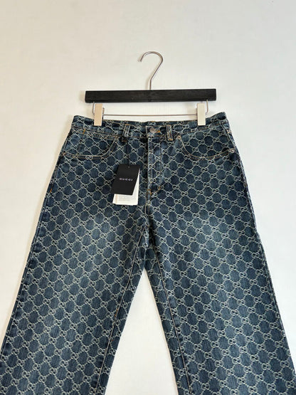260701 High-quality new full-print jacquard denim long pants set