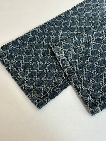 260701 High-quality new full-print jacquard denim long pants set