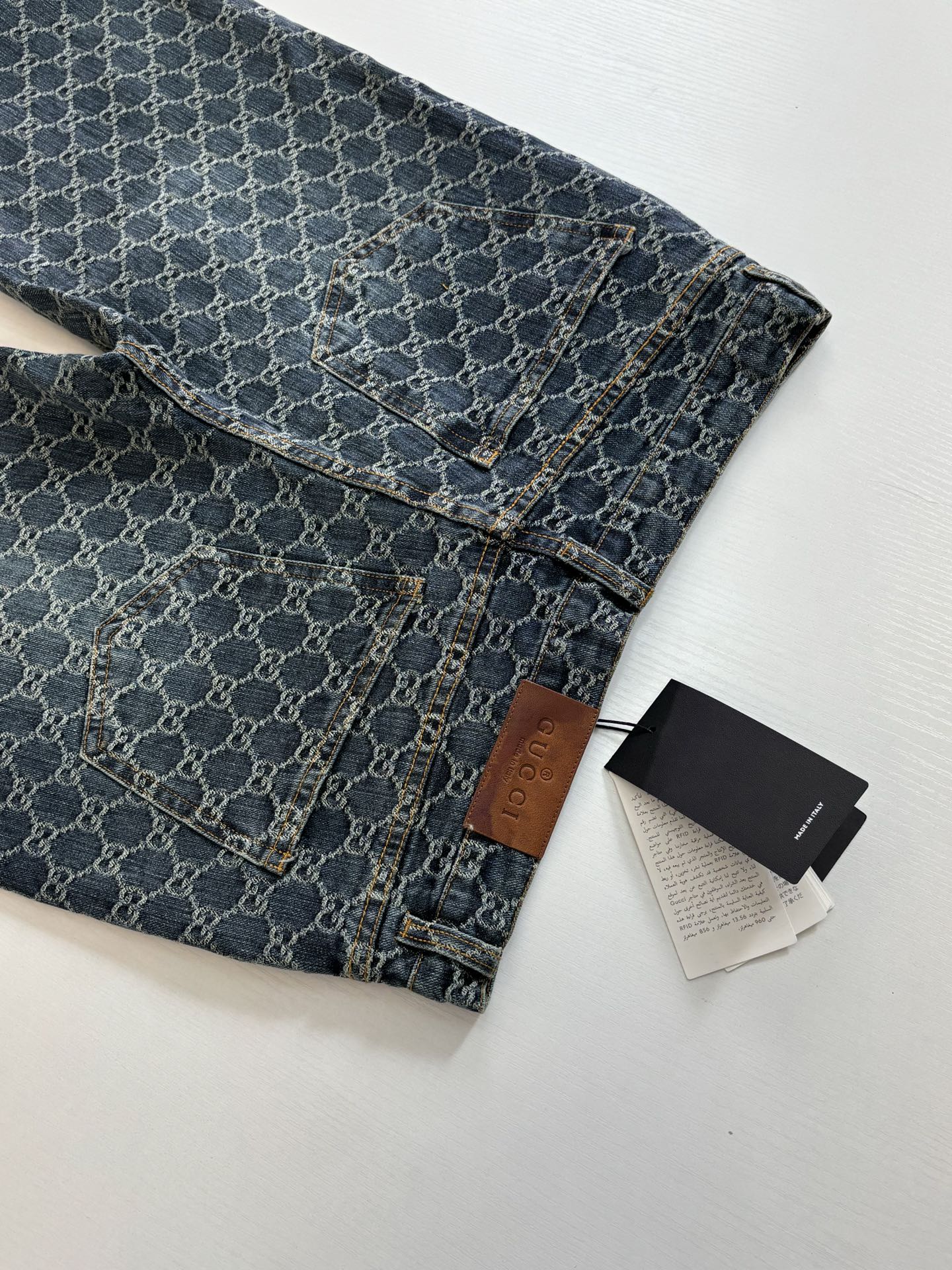 260701 High-quality new full-print jacquard denim long pants set