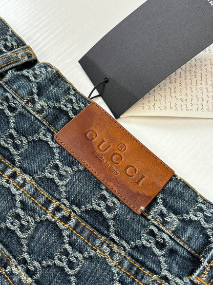 260701 High-quality new full-print jacquard denim long pants set