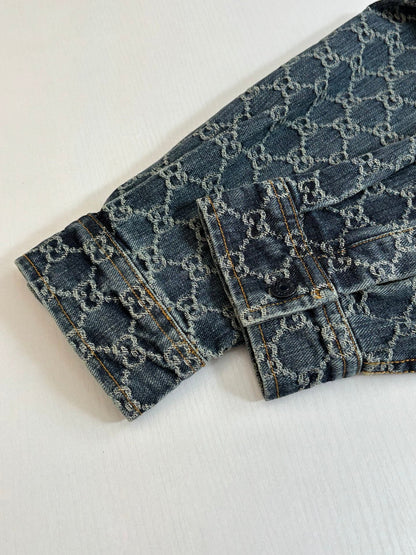 260701 High-quality new full-print jacquard denim jacket set