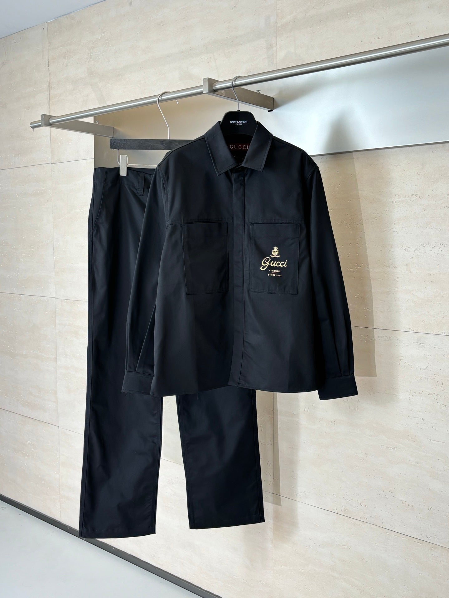 260701 High-quality new lettered crown logo printed twill coat set