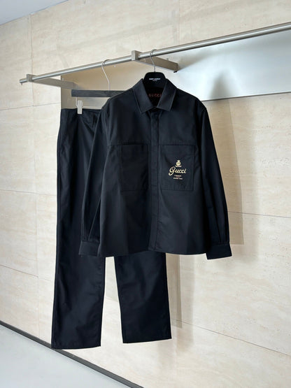 260701 High-quality new lettered crown logo printed twill coat set