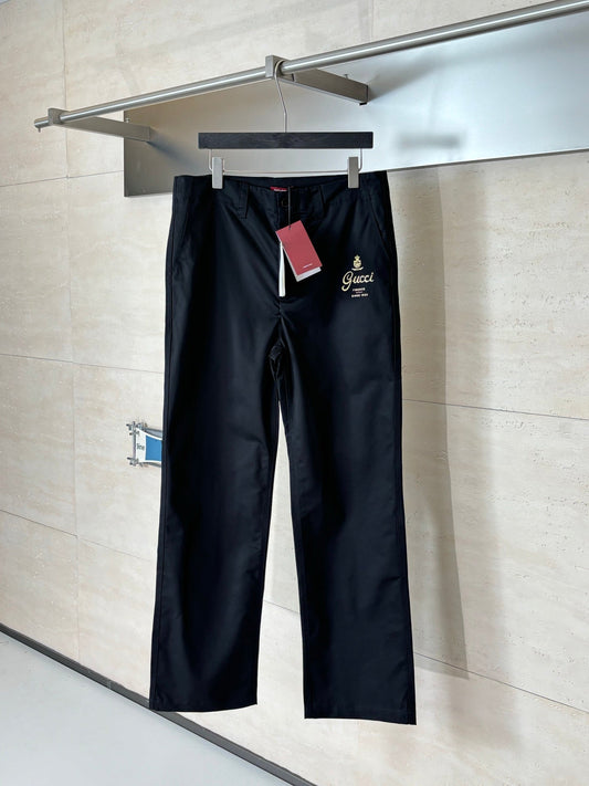 260701 High-quality new lettered crown logo printed twill pants set in straight fit