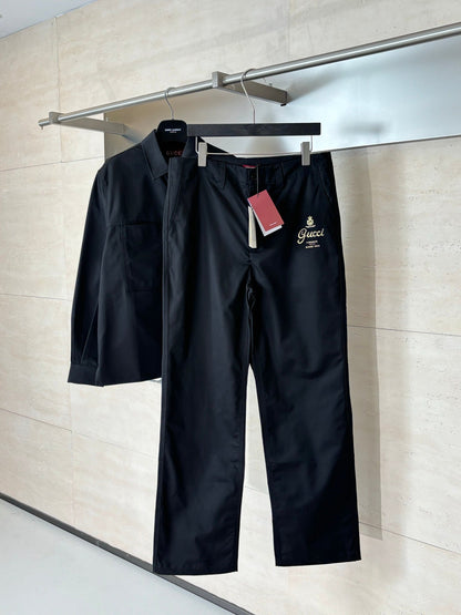 260701 High-quality new lettered crown logo printed twill pants set in straight fit