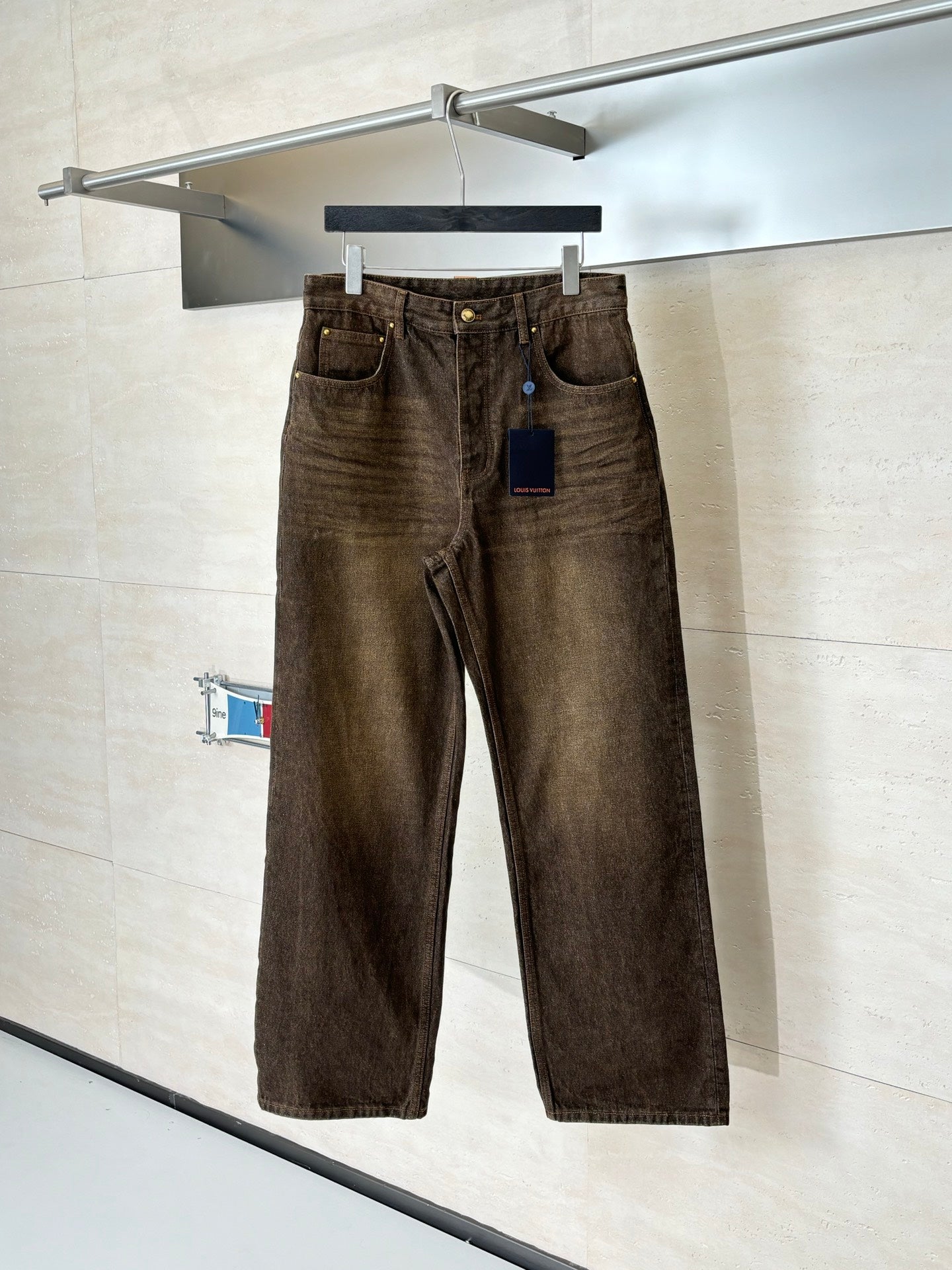 260701 High-quality new sand-washed denim button-down denim long pants set