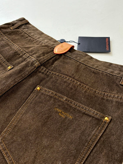 260701 High-quality new sand-washed denim button-down denim long pants set