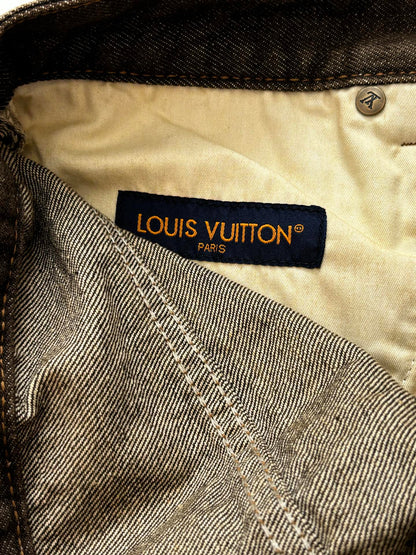 260701 High-quality new sand-washed denim button-down denim long pants set