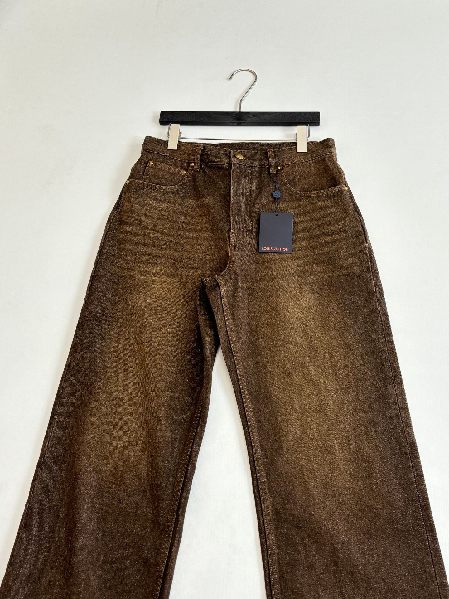 260701 High-quality new sand-washed denim button-down denim long pants set