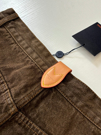 260701 High-quality new sand-washed denim button-down denim long pants set