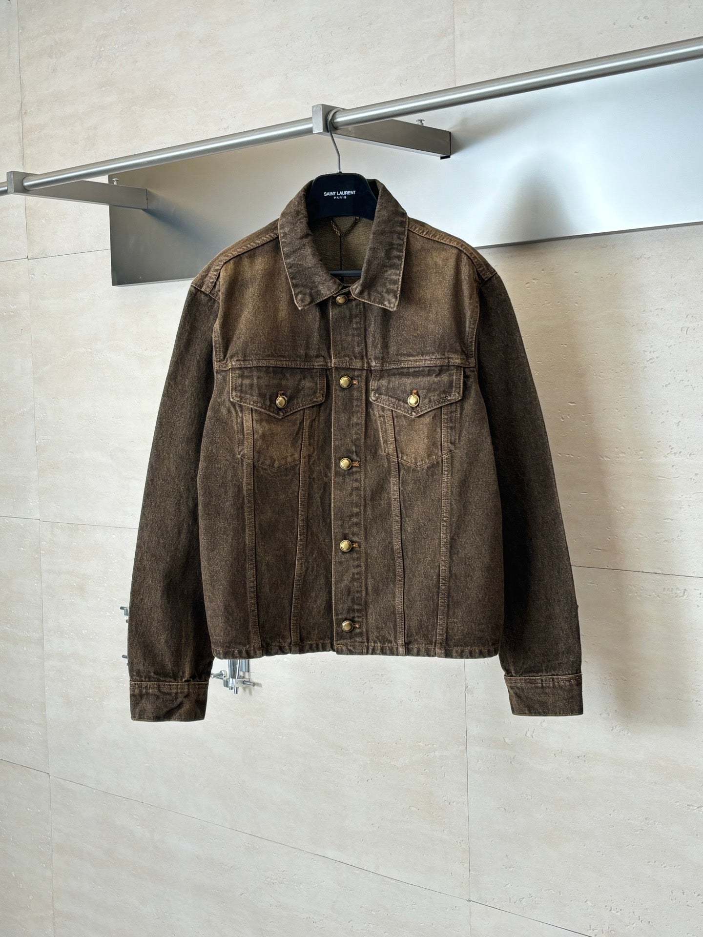 260701 High-quality new sand-washed denim polo-style denim jacket set