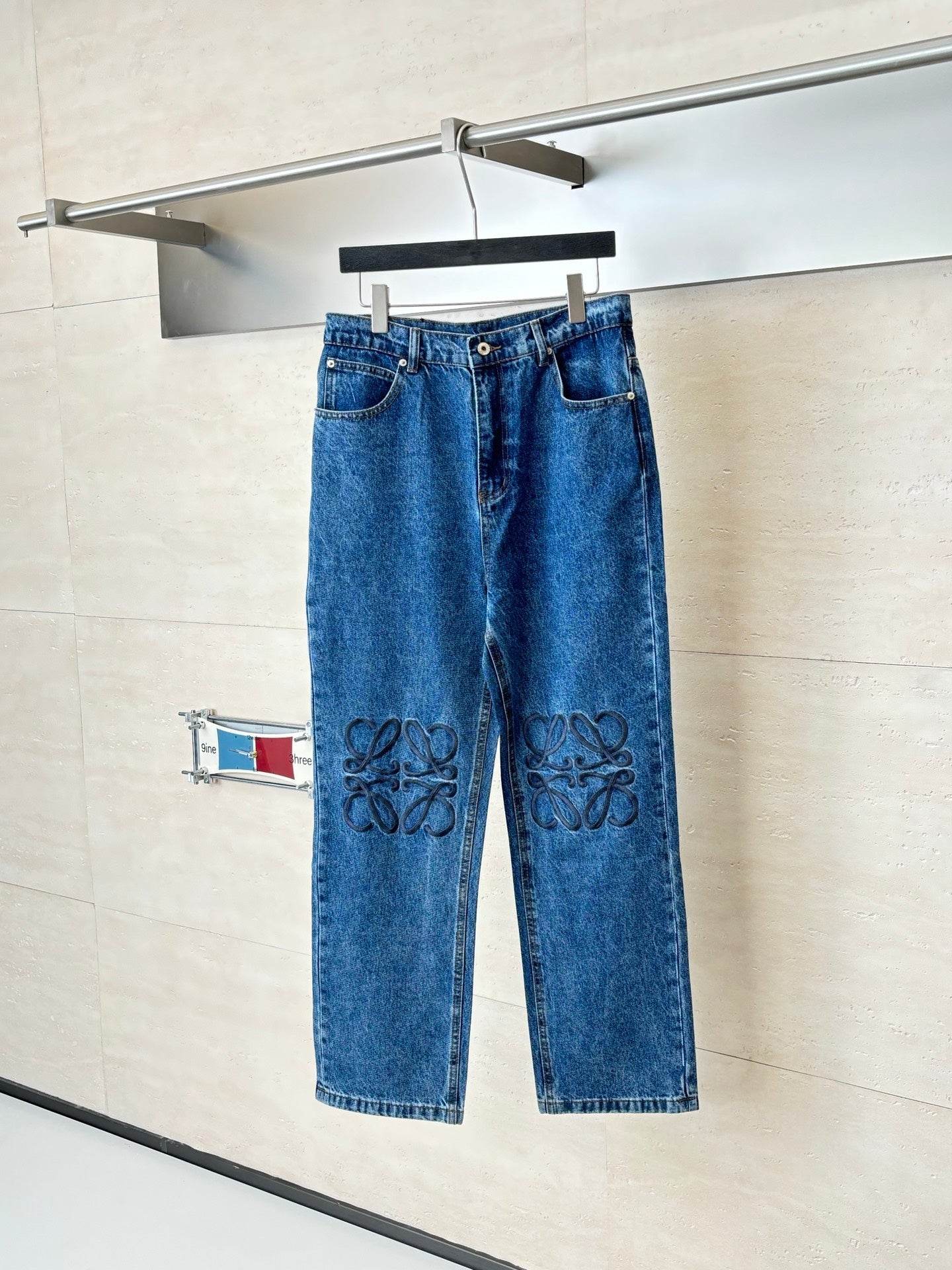 260701 High-quality new embroidered washed-aged denim long pants set