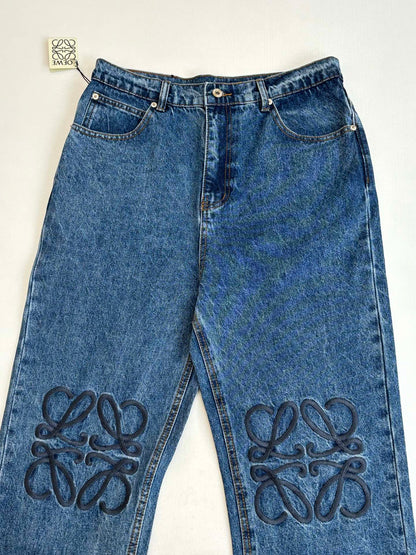 260701 High-quality new embroidered washed-aged denim long pants set