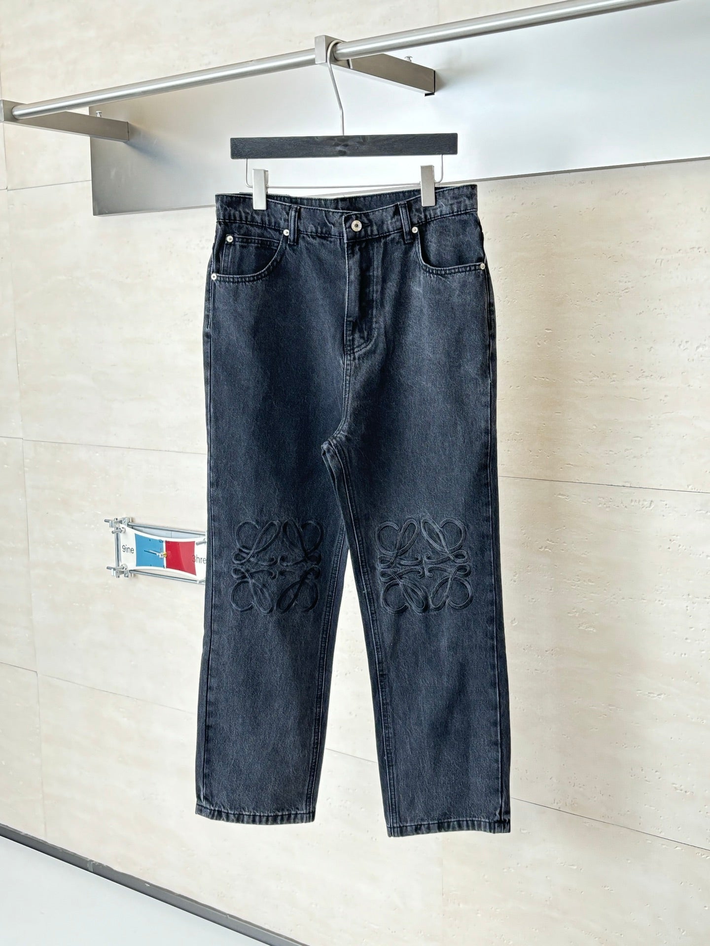 260701 High-quality new embroidered washed-aged denim long pants set