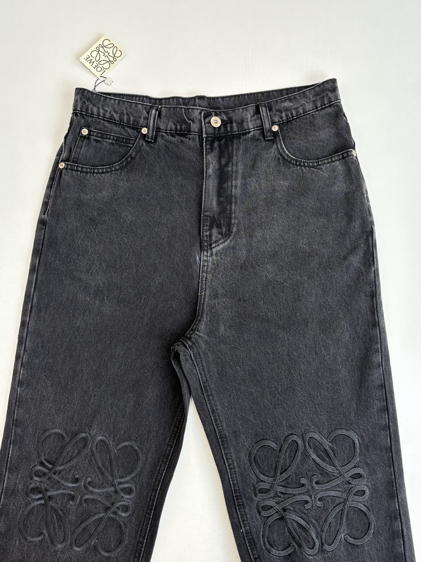 260701 High-quality new embroidered washed-aged denim long pants set