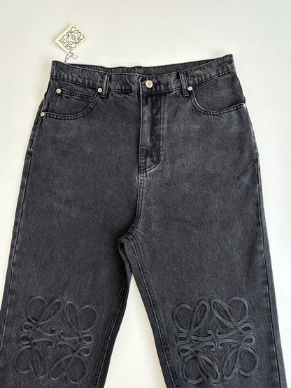 260701 High-quality new embroidered washed-aged denim long pants set