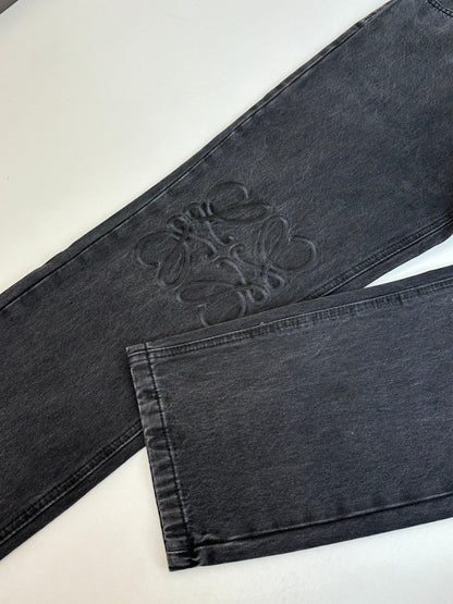 260701 High-quality new embroidered washed-aged denim long pants set