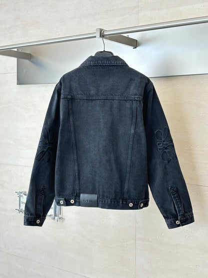 260701 High-quality new embroidered washed-aged denim jacket set