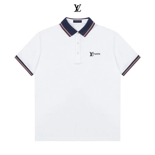 260708 High-quality new style, exquisite striped logo polo with collar
