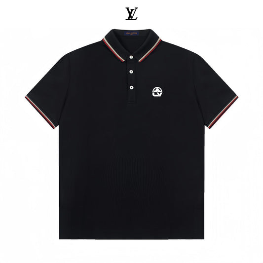 260708 High-quality new style, exquisite striped logo polo with collar
