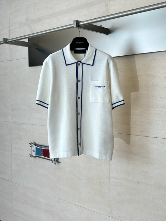 260708 High-quality new color-blocked short-sleeved knitted cardigan in waffle fabric