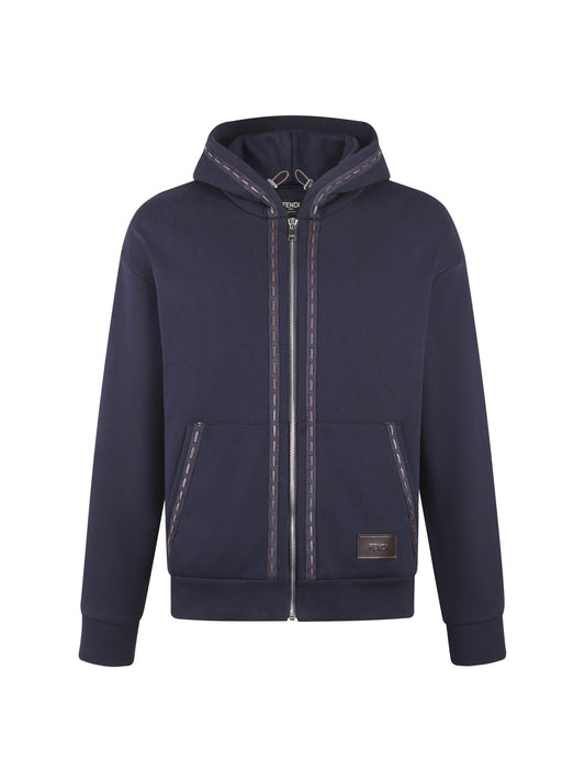 260715 New high-quality leather label design zipper hoodie set