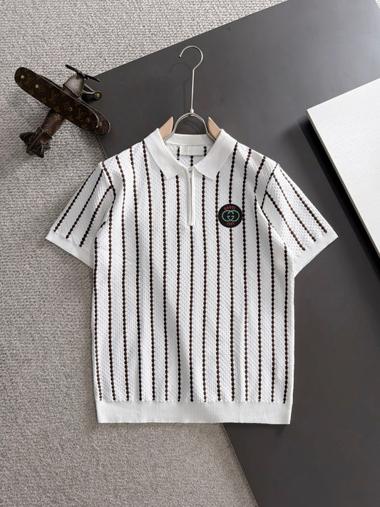 260715 New high-quality custom waffle fabric jacquard knitted polo shirt