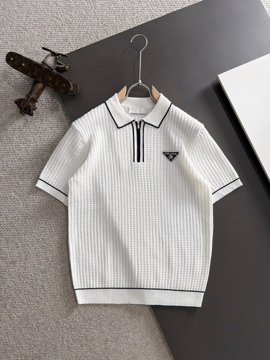 260715 New high-quality custom waffle fabric jacquard knitted polo shirt